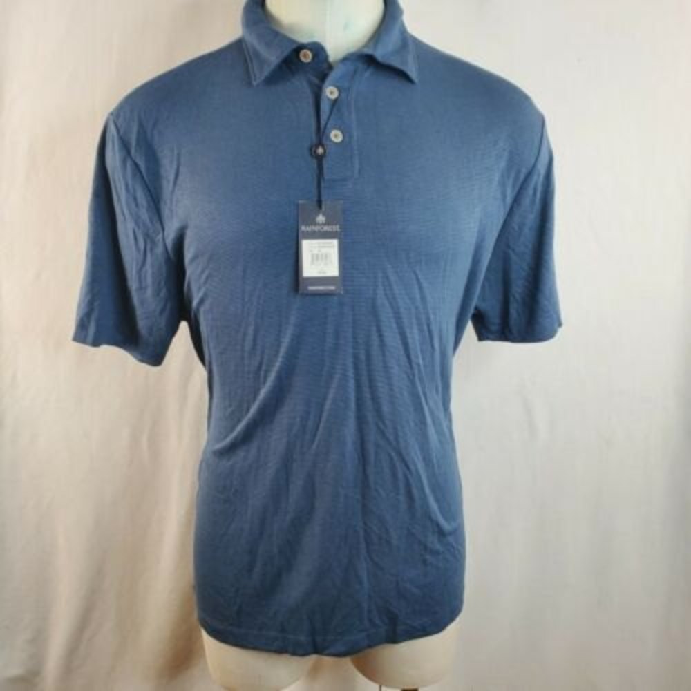 Rainforest Men's Size XL Blue Short Sleeve Soft Modal Blend Polo Shirt